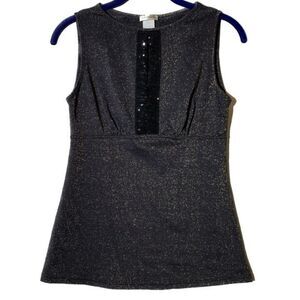 Vintage Arianne Gold Flecks Stretch Sequin Tank Petite